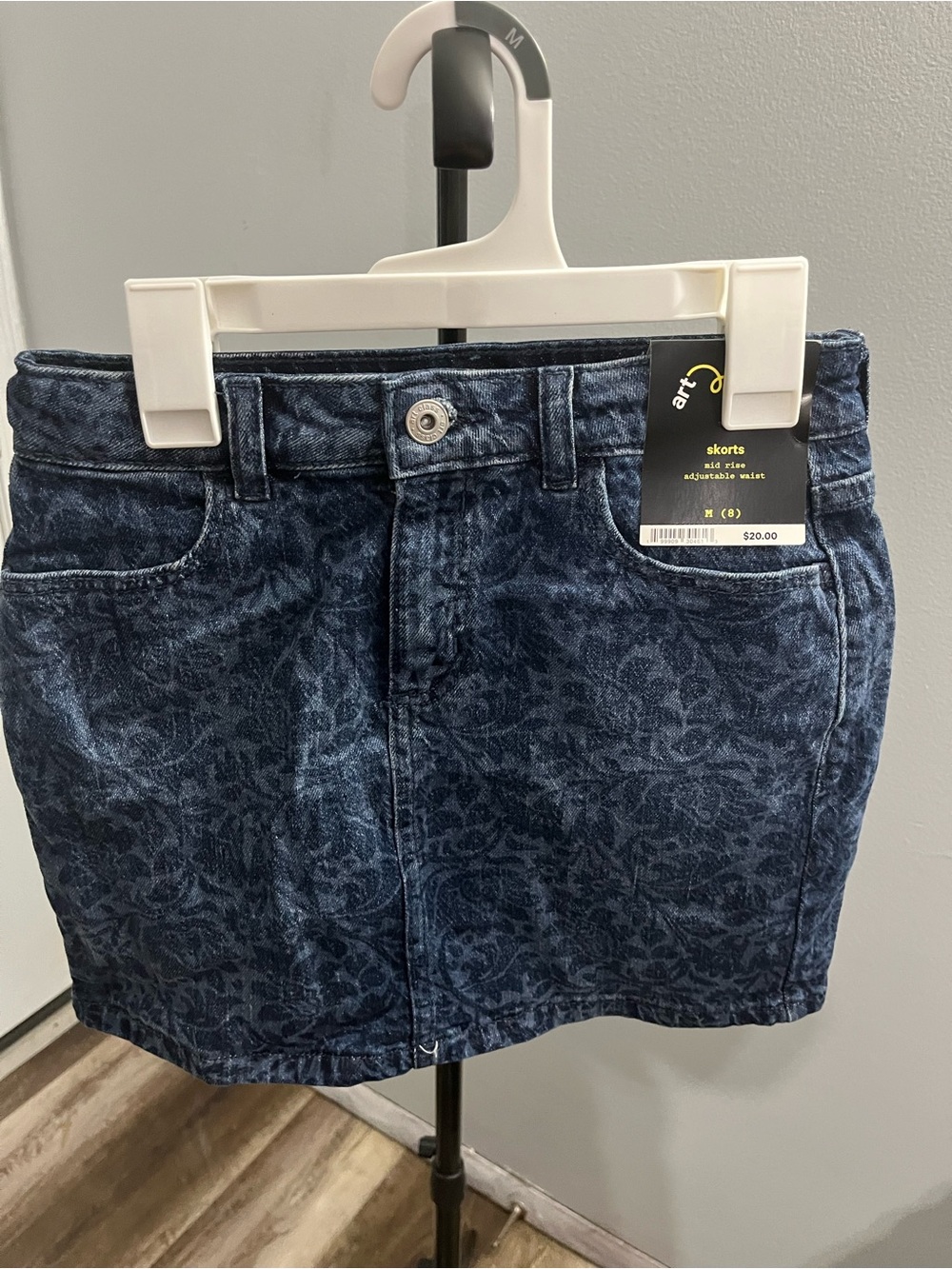 art class Dark Indigo Floral Denim Skort